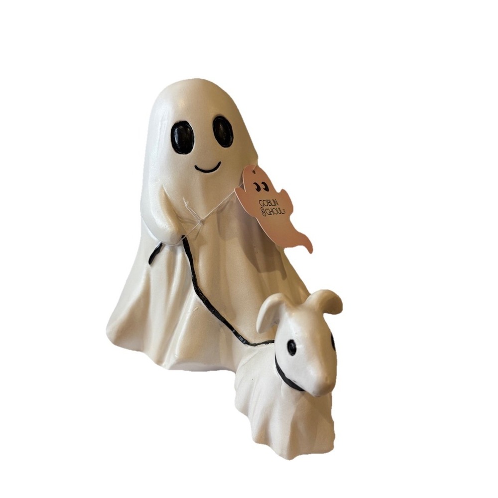 GOBLIN & GHOUL 7x9" Ghost Walking Dog Halloween Decor NWT TikTok Viral